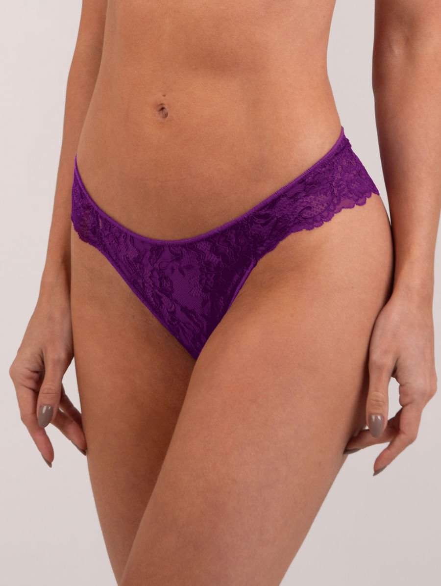 Calcinha Biquíni Em Renda Roxo Ipe — foto 1