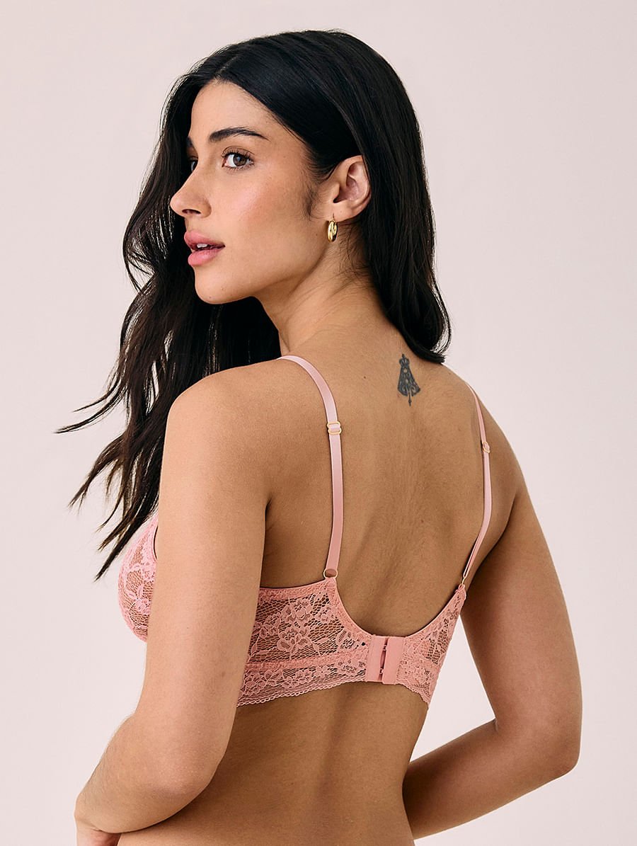Sutiã Mini Corselet Triângulo Em Renda Rosa Mosqueta — foto 2