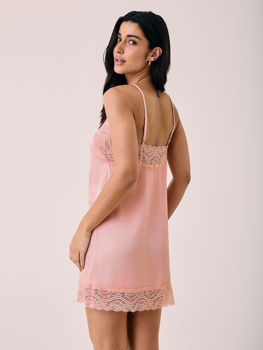 Camisola Alças Finas Em Cetim E Renda Love Stories Glow Rosa Mosqueta — foto 2