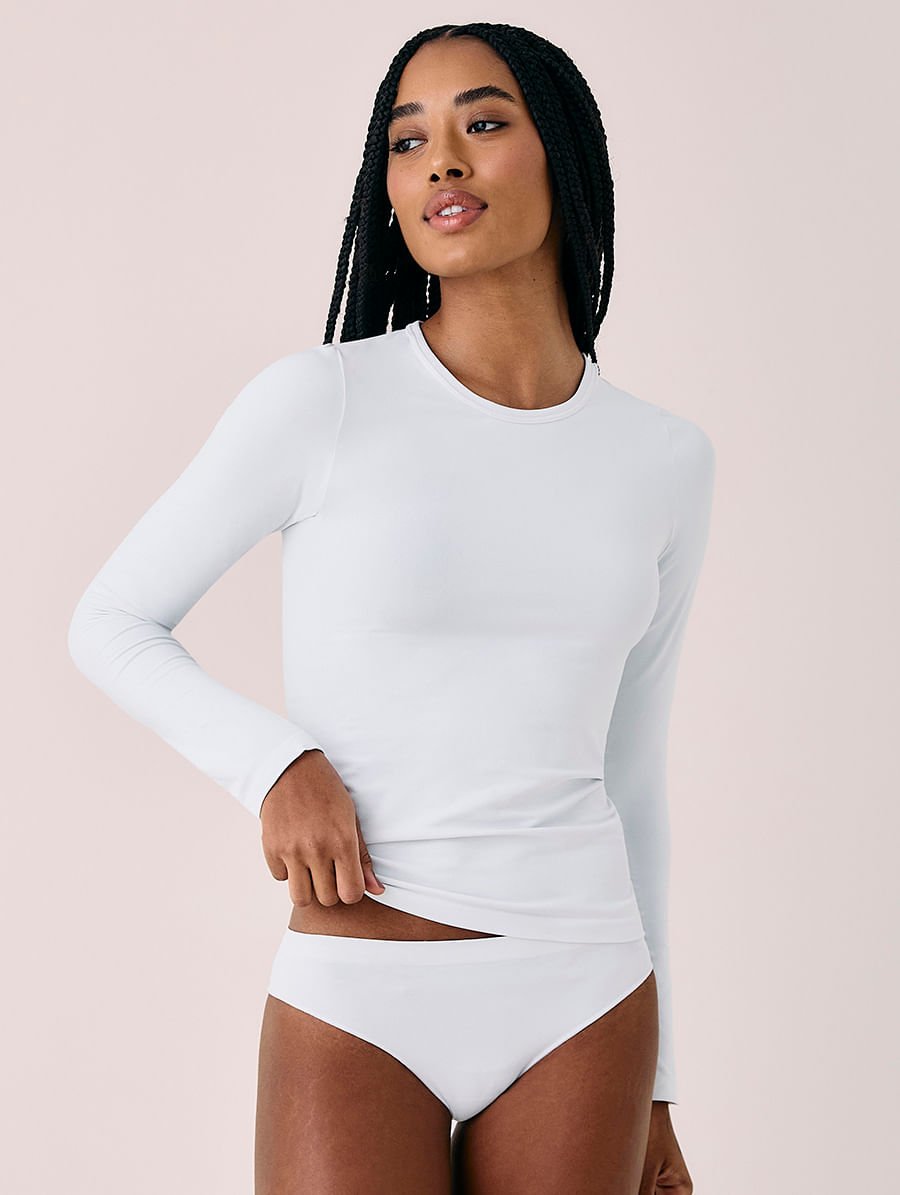 Blusa Manga Longa Térmica Em Microfibra Light Branco — foto 1
