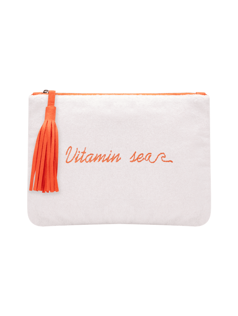 Necessaire Atoalhada Frase Bordada Branco — foto 1