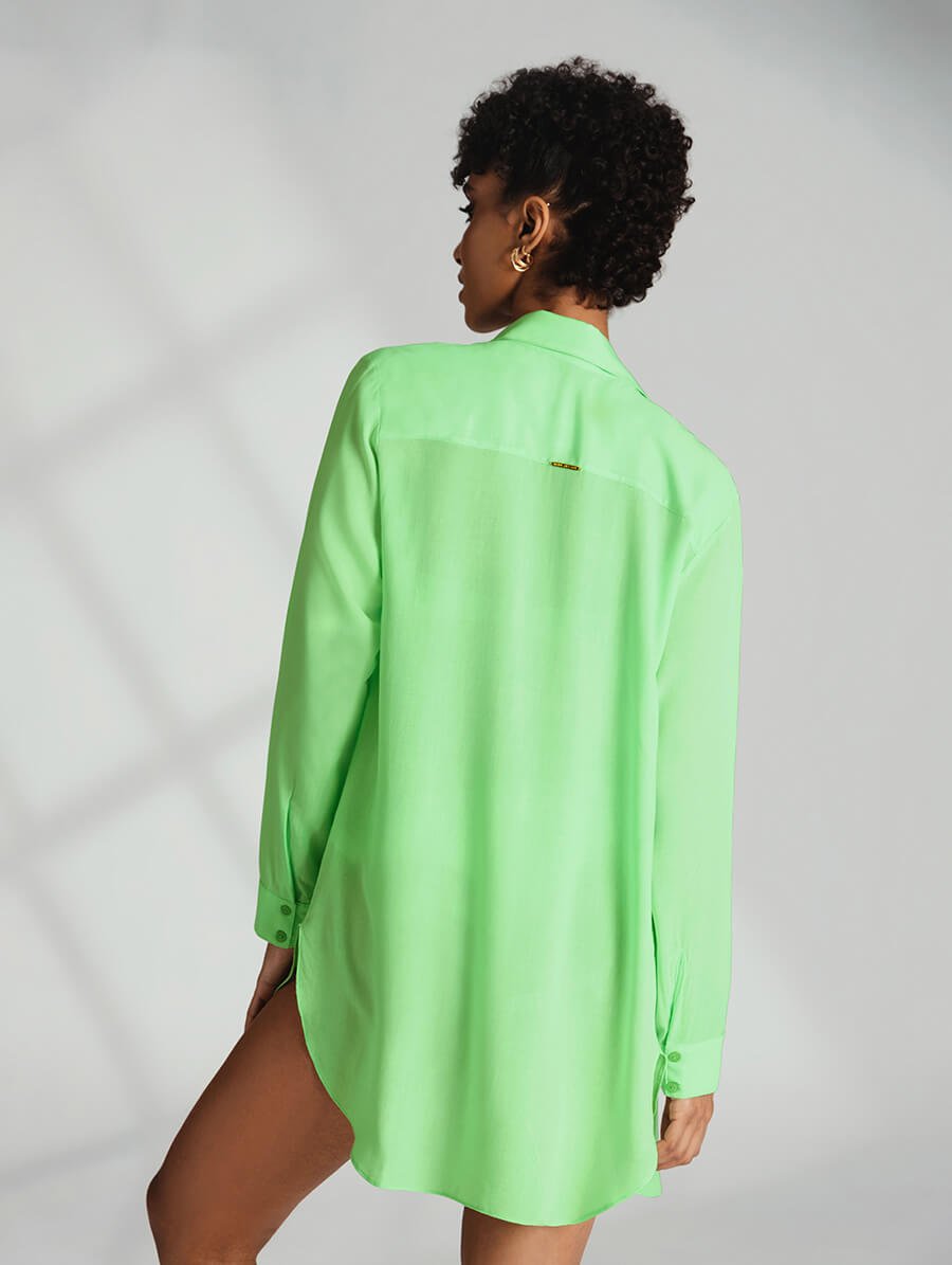 Camisa Alongada Oversized Manga Longa Verde Fresh — foto 2