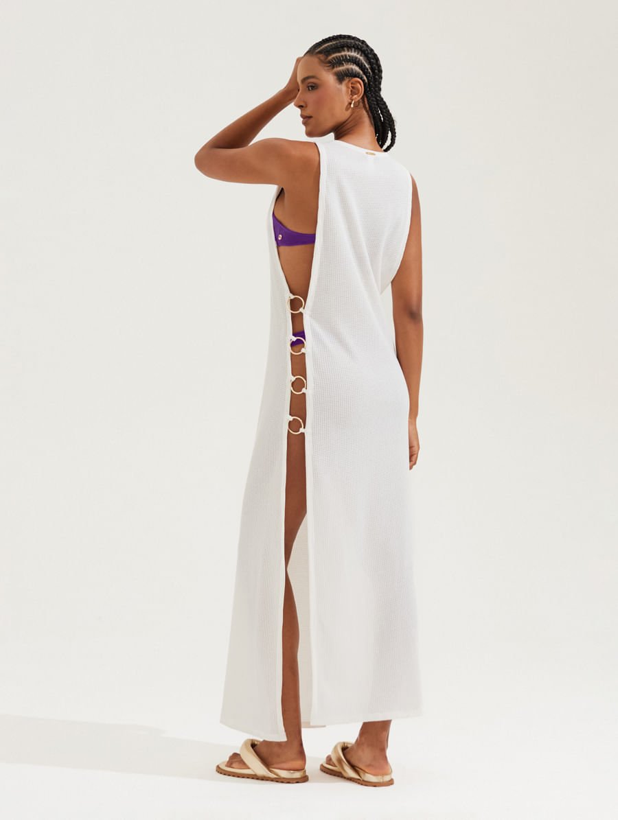 Vestido Longo Com Argolas Nas Laterais Off White — foto 2