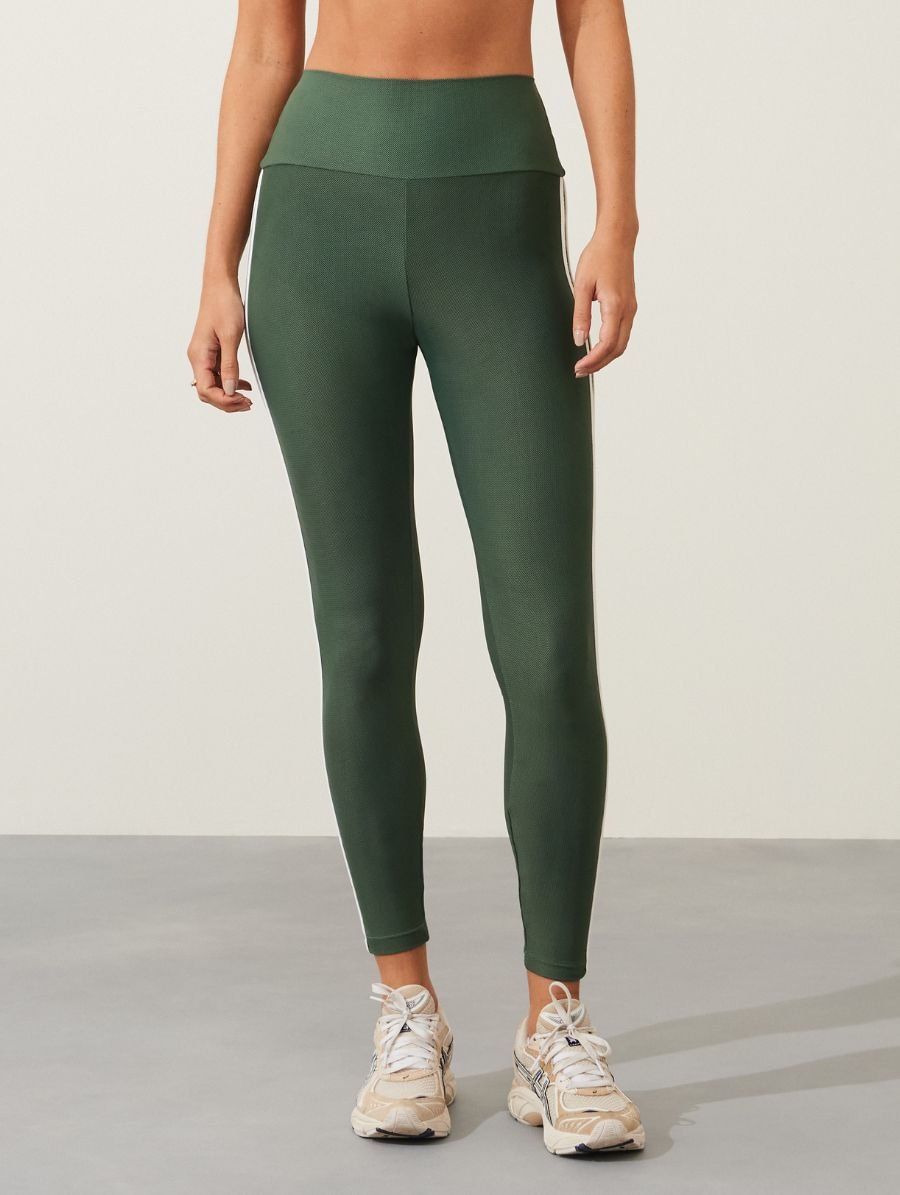 Calça Legging Cós Alto Com Listra Lateral Verde Silvestre — foto 5