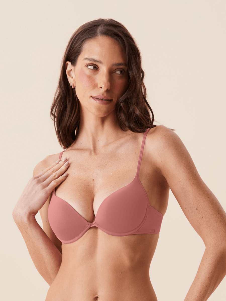 Sutiã Push Up Em Microfibra Rosa Collant — foto 1