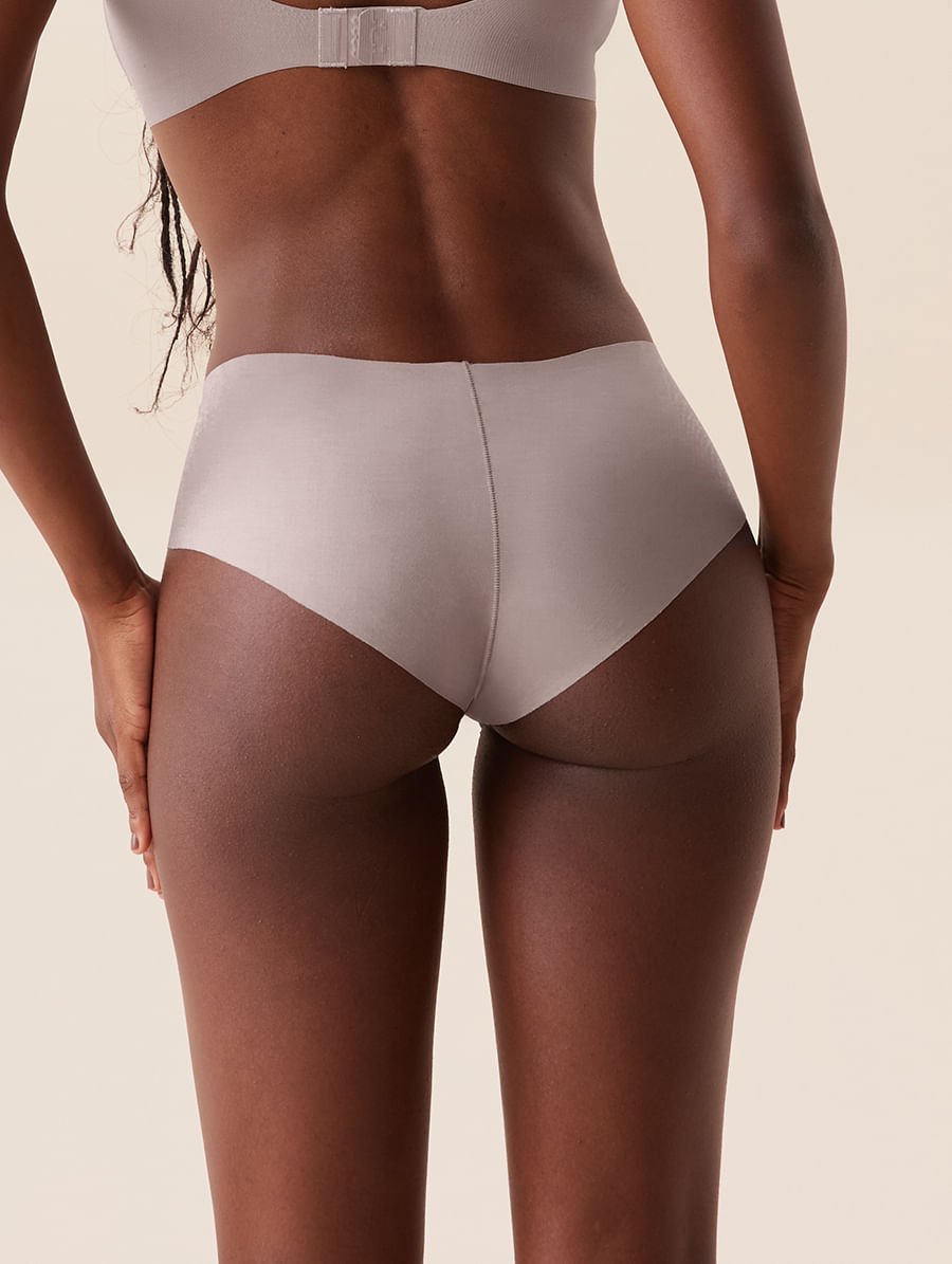 Calcinha Tanga Brasileira Em Microfibra Nude Cinza Argila — foto 2