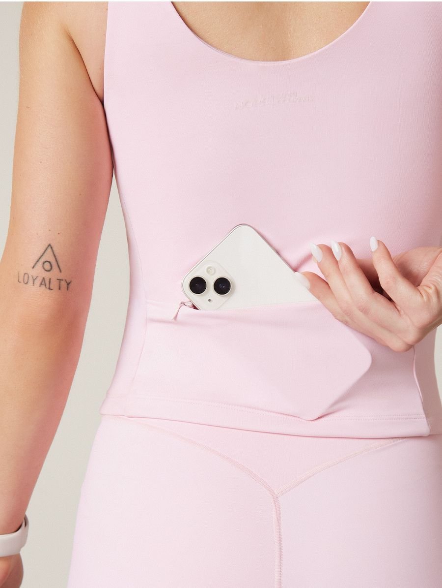 Regata Alças Médias Bolso Costas Rosa Turmalina — foto 3