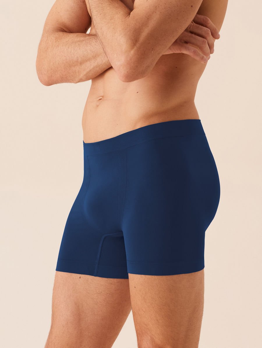 Cueca Boxer Sem Costura Em Microfibra Light Azul Cedro — foto 1