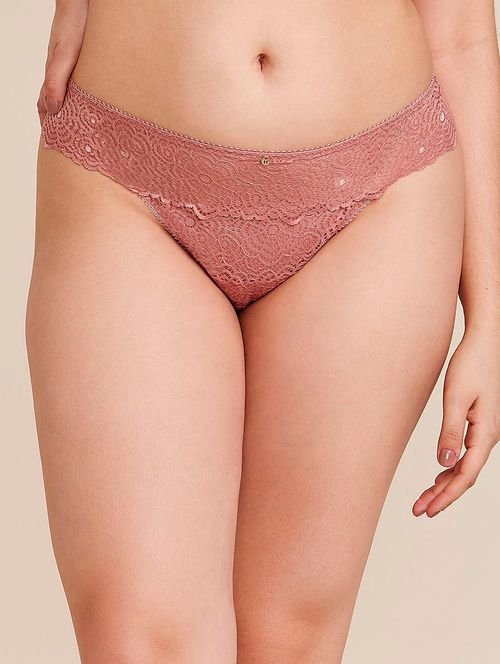 Calcinha Fio Dental Em Renda Rosa Dust