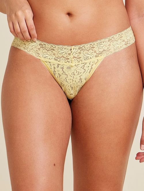 Calcinha Fio Dental Em Renda Amarelo Aurum