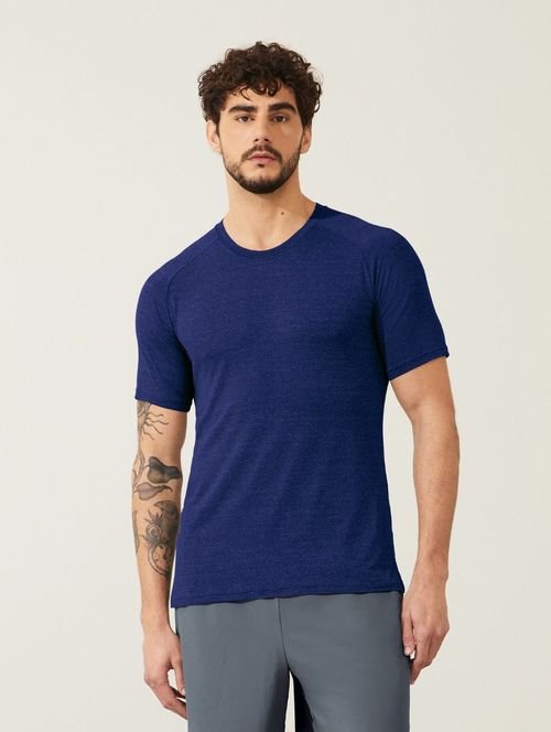 Camiseta Mescla Masculina Raglan Manga Curta Azul Agata Mescla