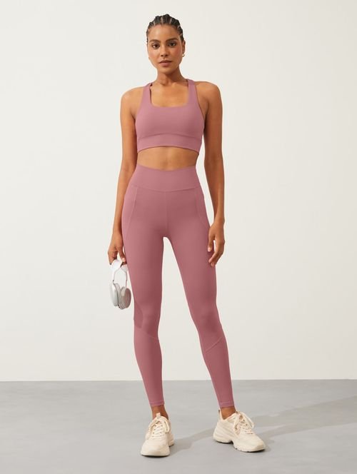 Calça Legging Multibolsos Rosa Spa Fit